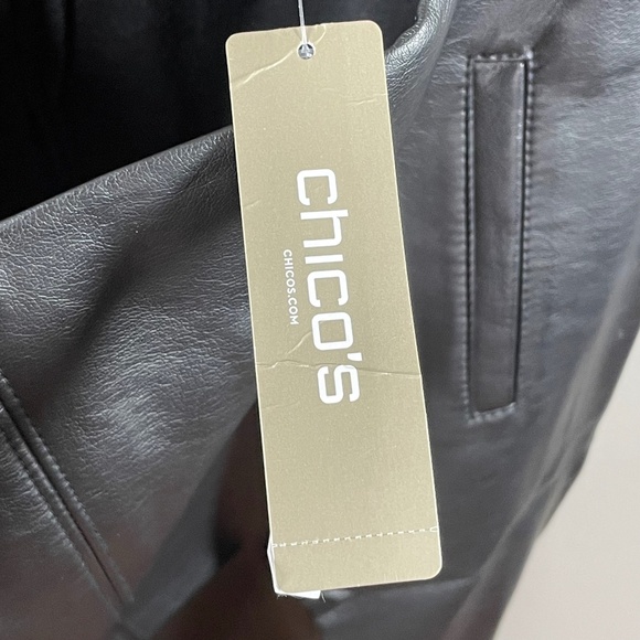 NEW Chicos Skirt Womens XS black faux leather pencil straight preppy moto - Picture 5 of 12